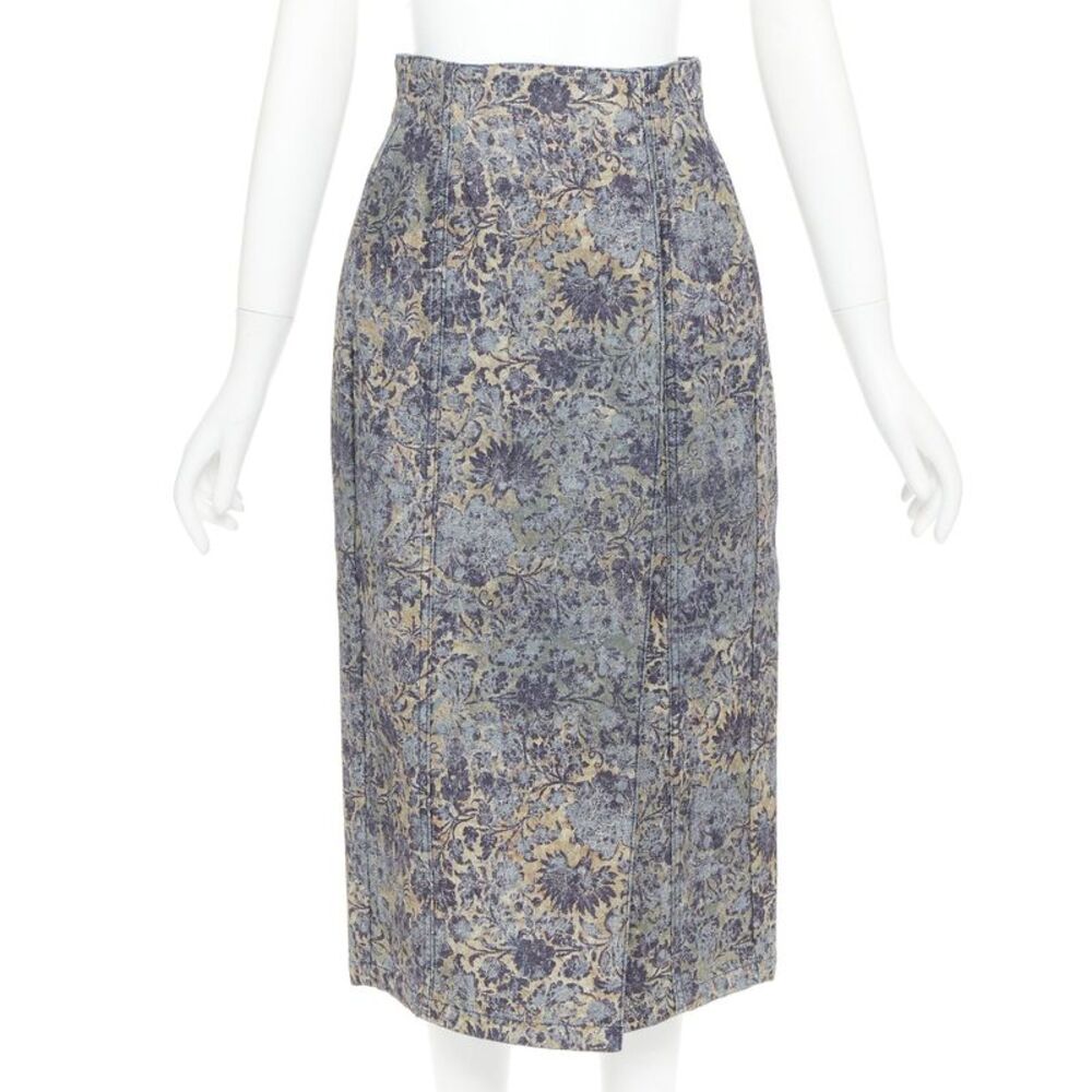 Dior Denim Brocade Knee Skirt